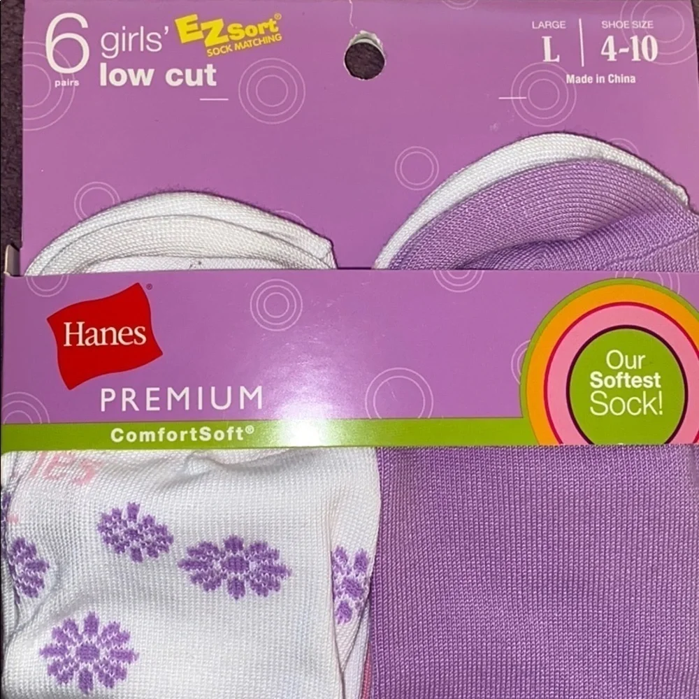 HANES 12 PAIRS GIRLS SOCKS SIZE LARGE‎ NEW WITH TAG